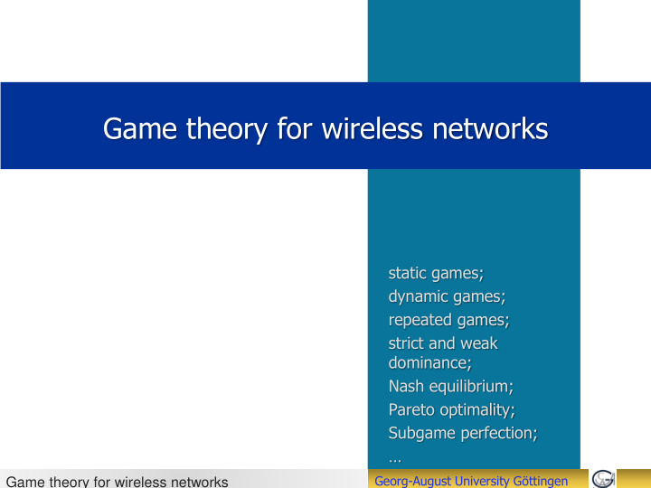 game theory for wireless networks