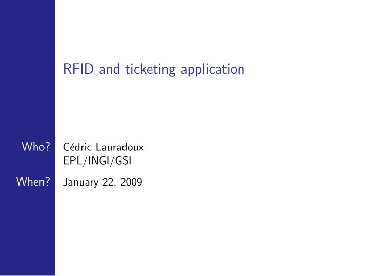 rfid and ticketing application