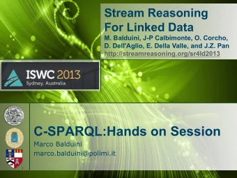 C-SPARQL:Hands on Session  Marco Balduini  marco.balduini@polimi.it  Share, Remix, Reuse