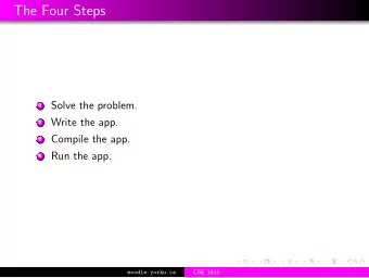 The Four Steps 1 Solve the problem. 2 Write the app. 3 Compile the app. 4 Run the app.  CSE 1020