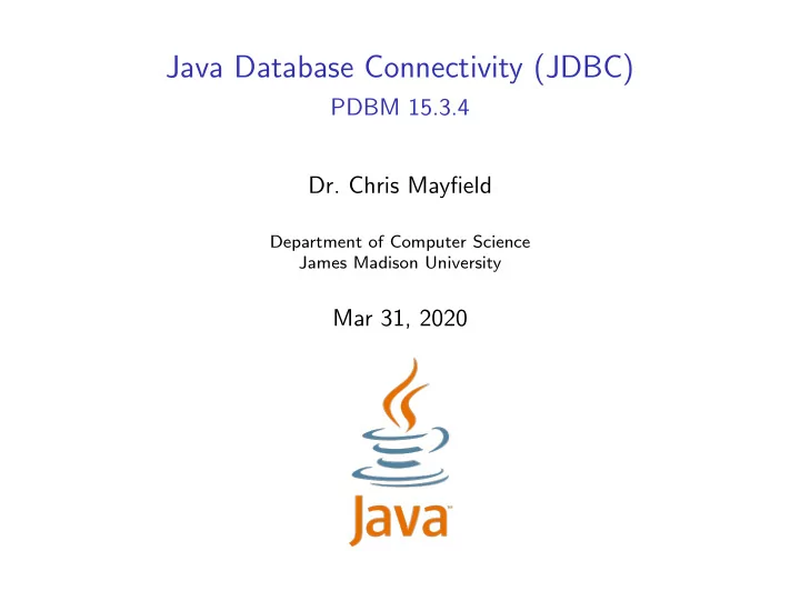 java database connectivity jdbc