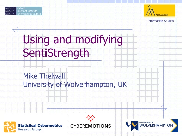 using and modifying sentistrength