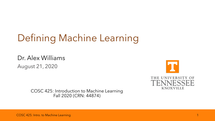 defining machine learning