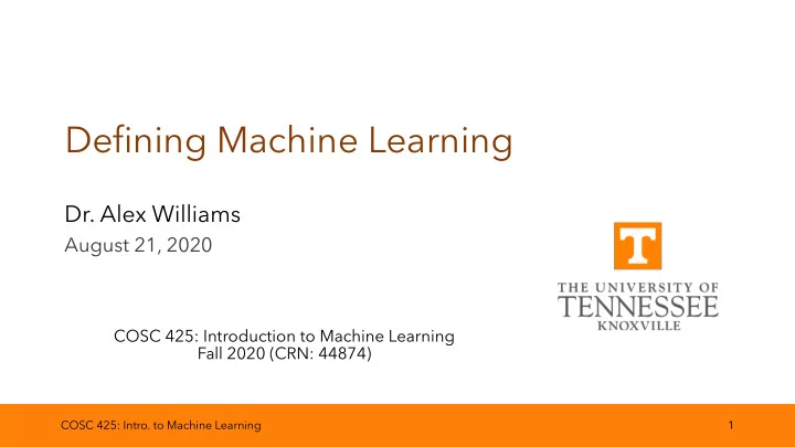 defining machine learning