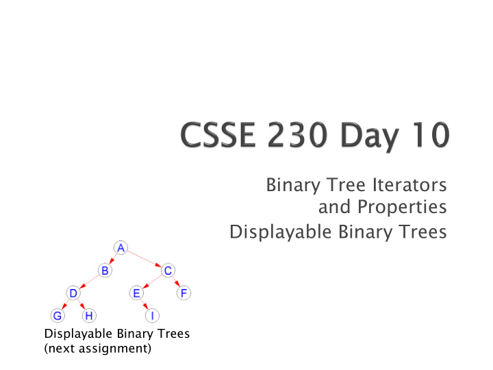 binary tree iterators and properties displayable binary