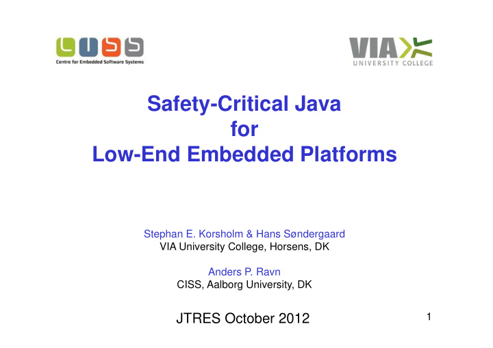 safety critical java for low end embedded platforms