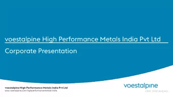 Corporate Presentation  voestalpine High Performance Metals India  voestalpine High Performance