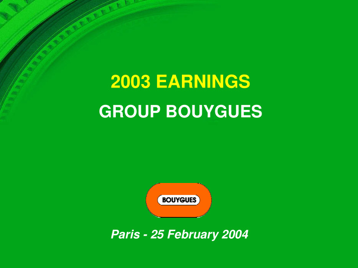 2003 earnings