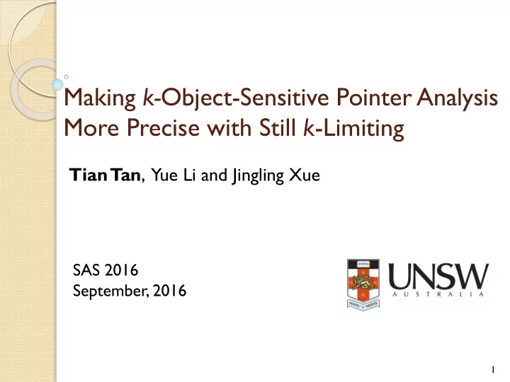 making k object sensitive pointer analysis