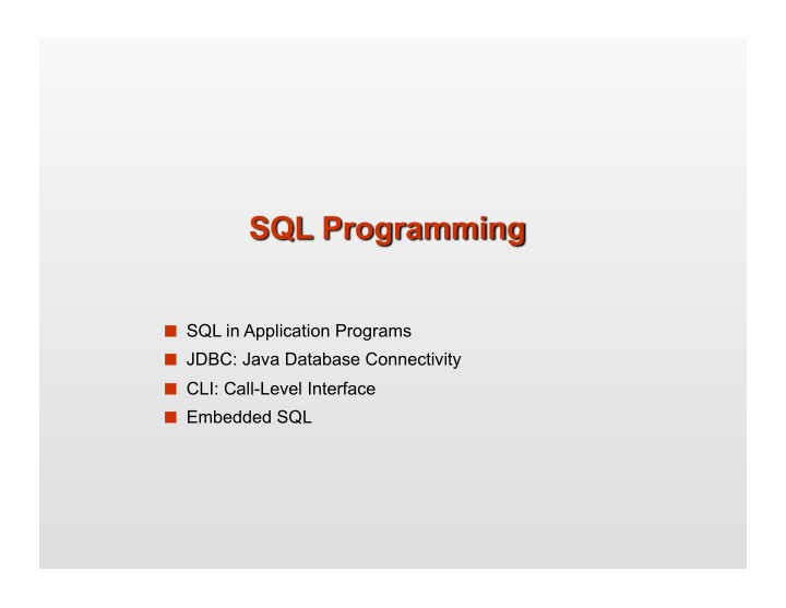 sql in application programs jdbc java database