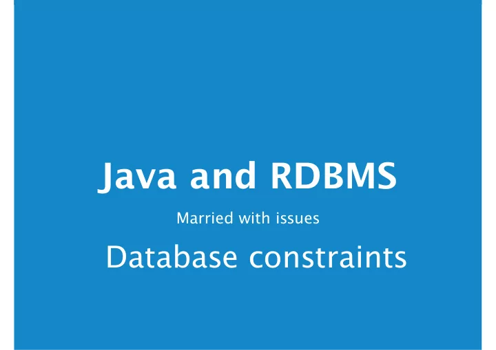 java and rdbms