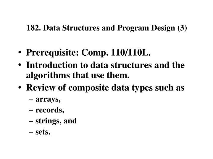 prerequisite comp 110 110l introduction to data