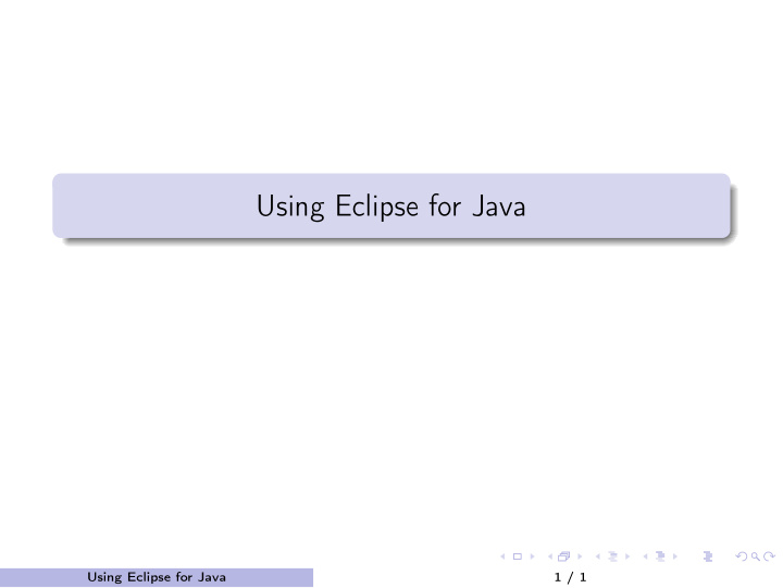 using eclipse for java
