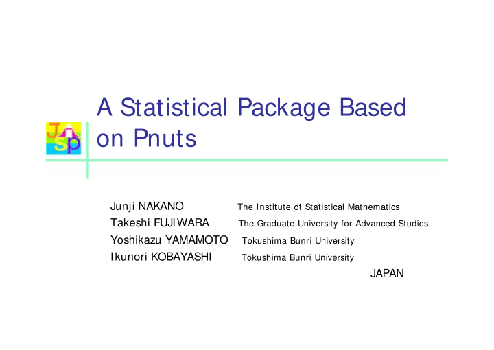 a statistical package based on pnuts