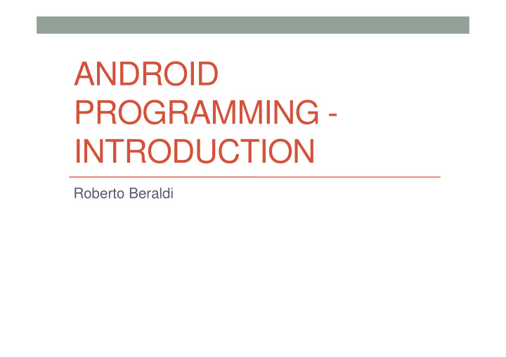 android programming introduction