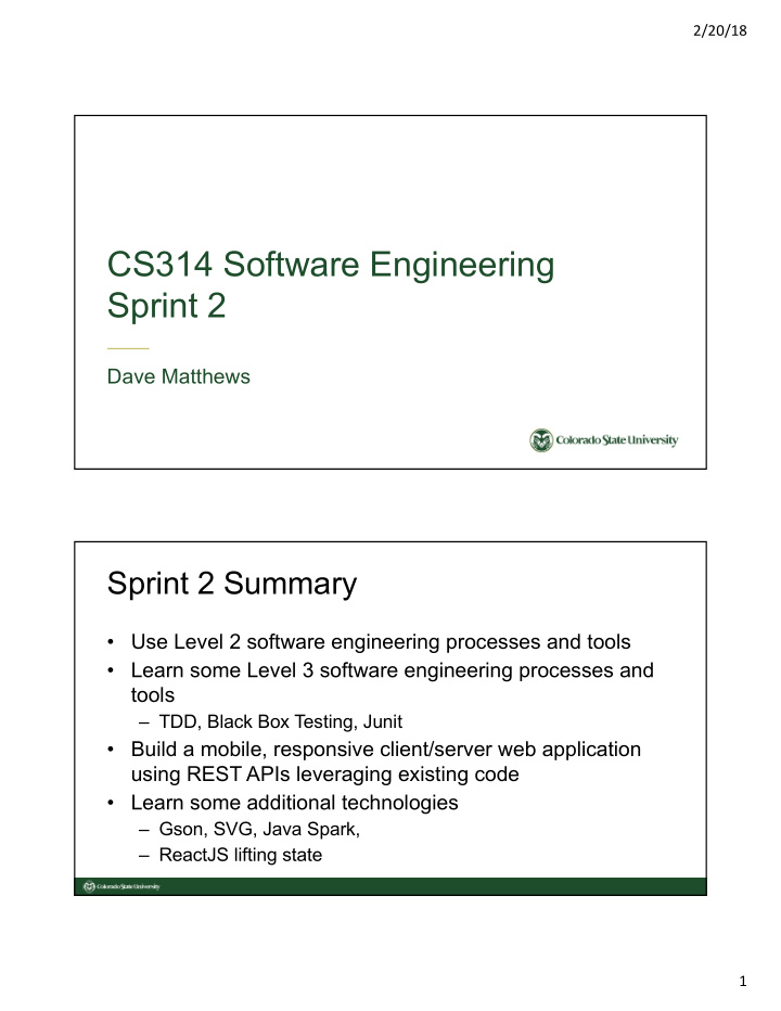 cs314 software engineering sprint 2