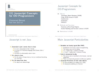 Javascript Concepts for  OO-Programmers  11) Javascript Concepts  Objects    for OO-Programmers