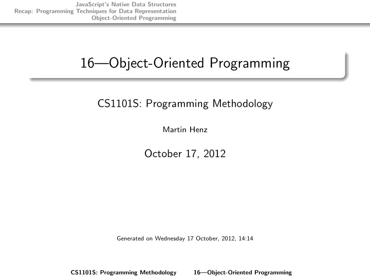 16 object oriented programming