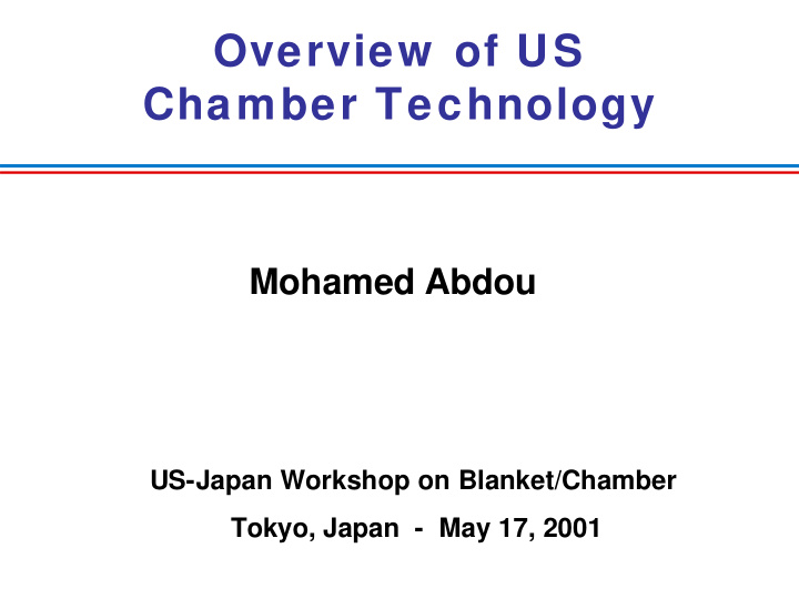overview of us chamber technology