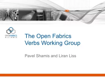 The Open Fabrics  Verbs Working Group  Pavel Shamis and Liran Liss  Introduction   Verbs is a