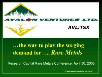 demand for.. Rare Metals  Research Capital Rare Metals Conference, April 30, 2008