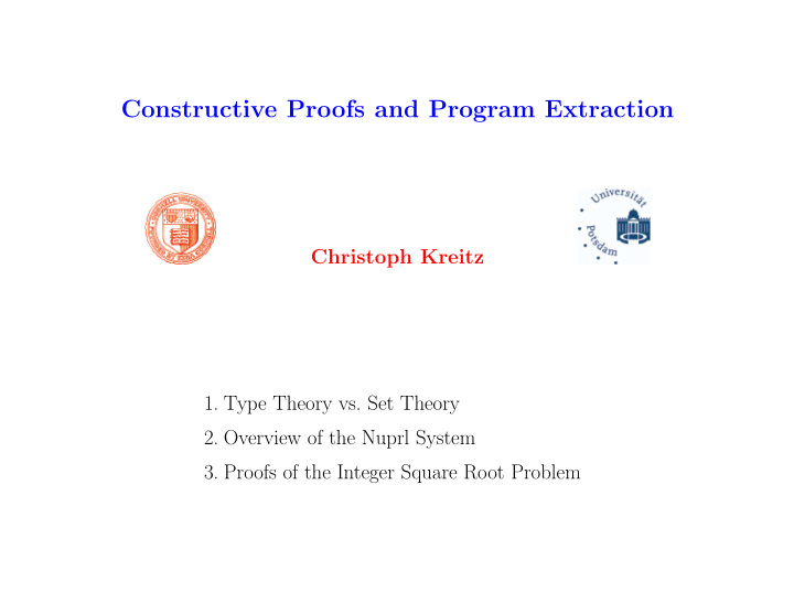 constructive proofs and program extraction