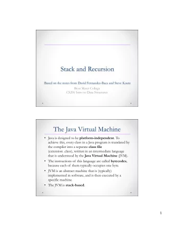 Stack and Recursion Based on the notes from David Fernandez-Baca and Steve Kautz  Bryn Mawr College