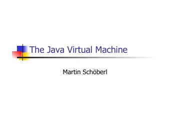 The Java Virtual Machine  Martin Schberl  Overview  Review Java/JVM  JVM Bytecodes