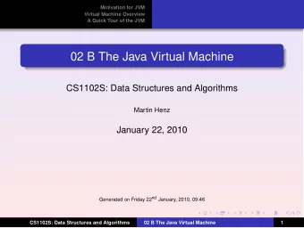02 B The Java Virtual Machine  CS1102S: Data Structures and Algorithms  Martin Henz  January 22,