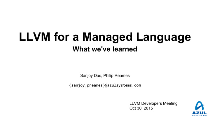 llvm for a managed language