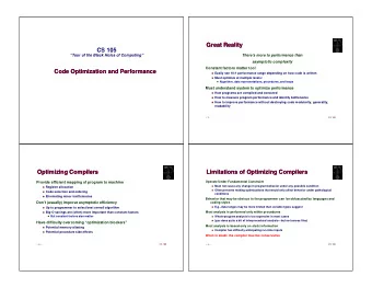 Great Reality  Great Reality  CS 105  Tour of the Black Holes of Computing  Theres more to