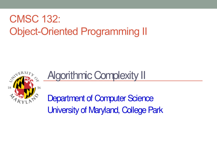 algorithmic complexity ii