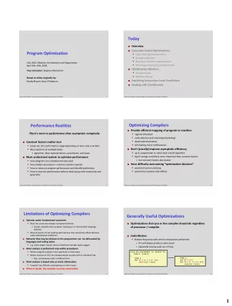 1  Reduction in Strength  Compiler-Generated Code Motion (-O1)  void set_row(double *a, double *b,