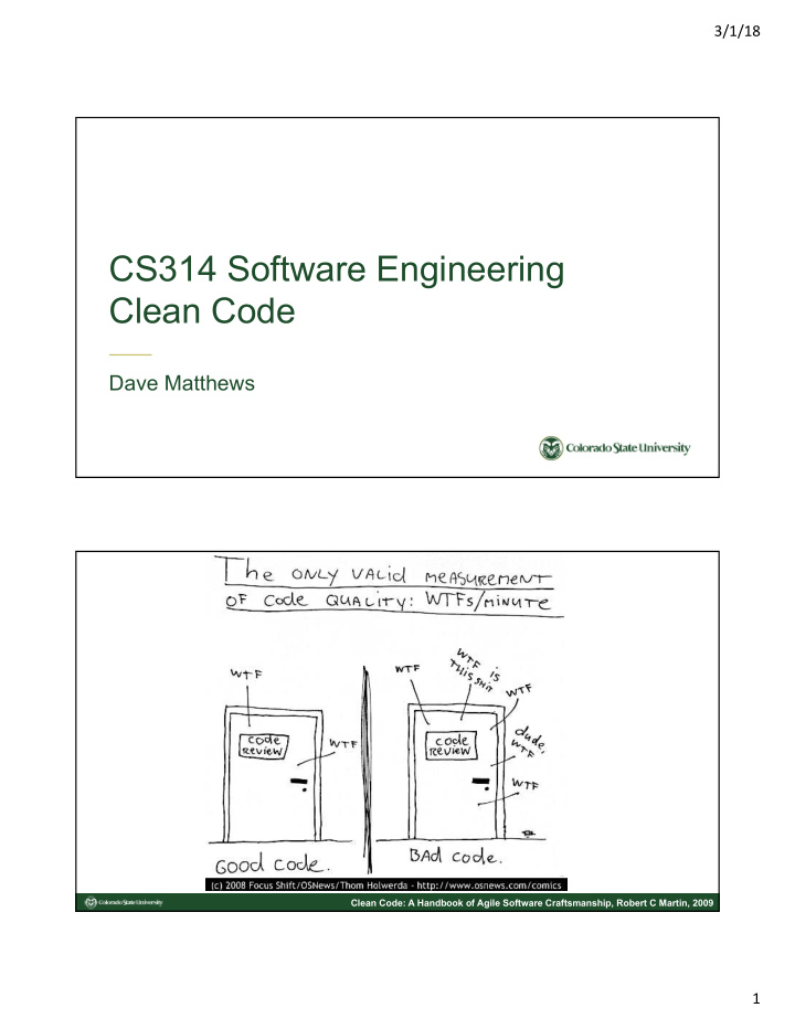 cs314 software engineering clean code