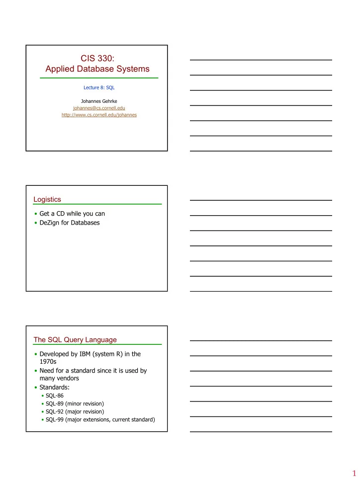 cis 330 applied database systems