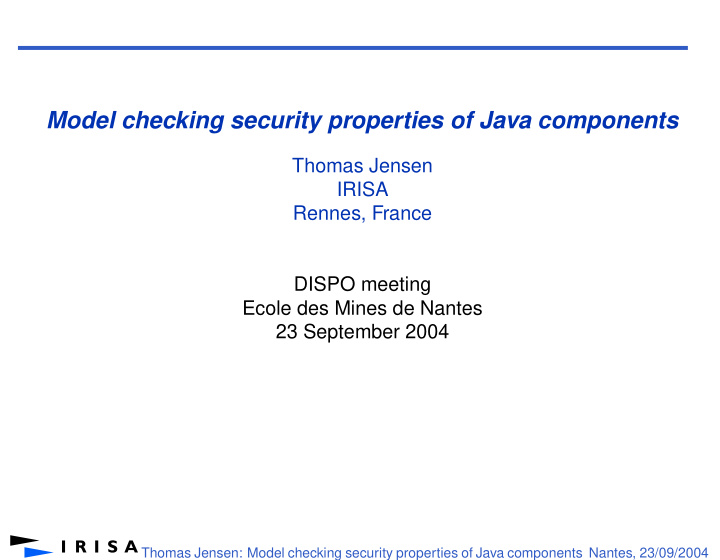 model checking security properties of java components