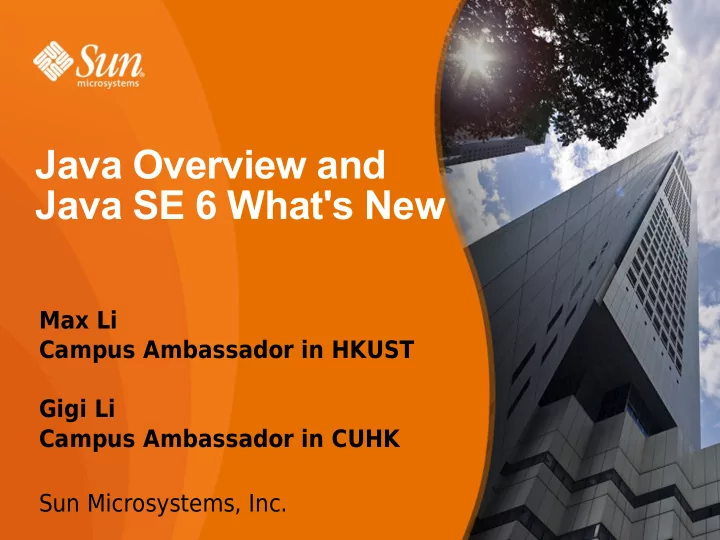 java overview and java se 6 what s new