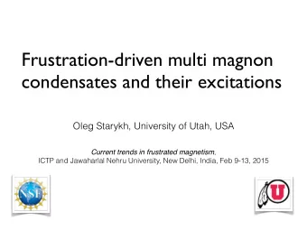 Frustration-driven multi magnon  condensates and their excitations  Oleg Starykh, University of