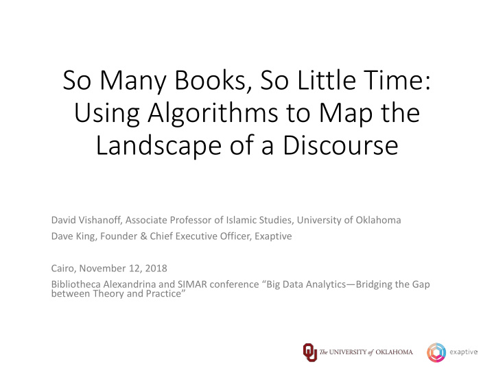 so many books so little time using algorithms to map the