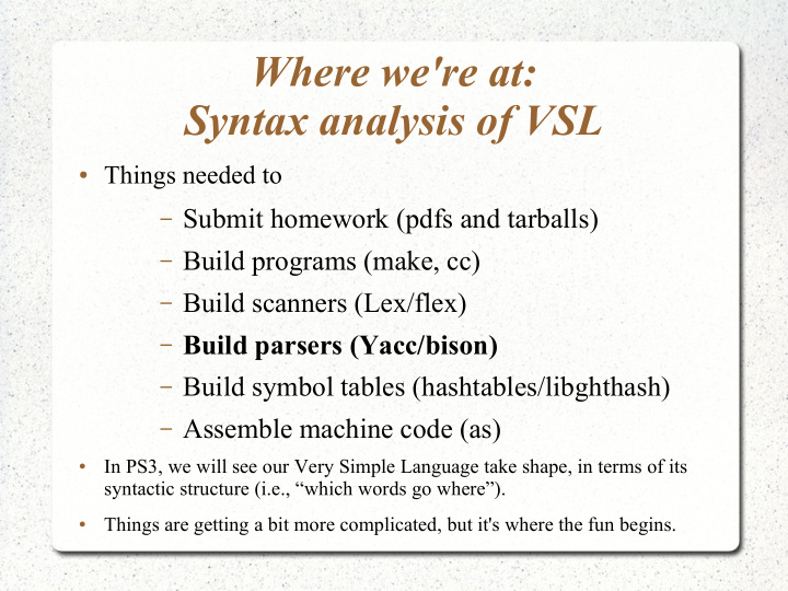 where we re at syntax analysis of vsl