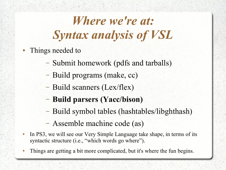where we re at syntax analysis of vsl