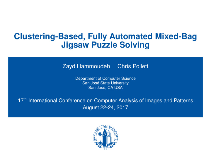 clustering based fully automated mixed bag jigsaw puzzle