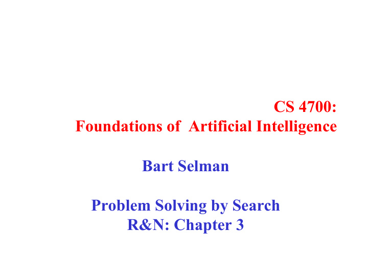 cs 4700 foundations of artificial intelligence bart