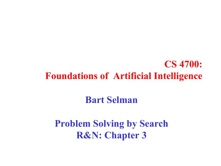 cs 4700 foundations of artificial intelligence bart