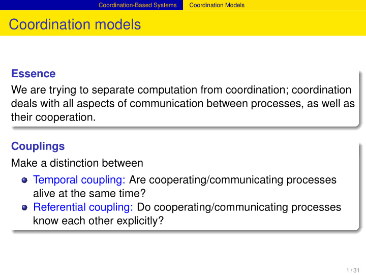 coordination models