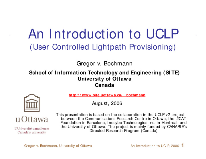 an introduction to uclp