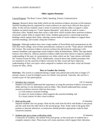 SLIDES AGAINST HUMANITY  1  Slides Against Humanity  Course/Program: The Basic Course, Public