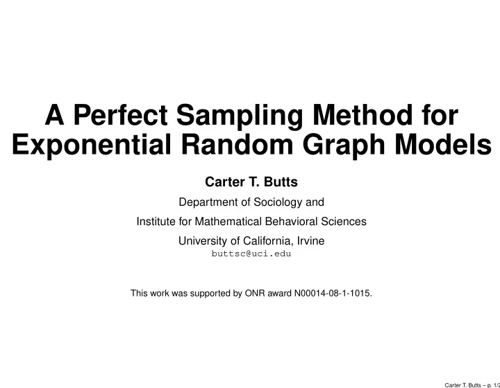 a perfect sampling method for exponential random graph