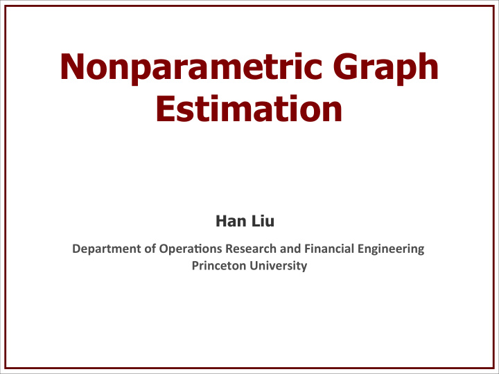nonparametric graph estimation