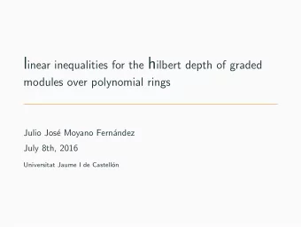 i ntroduction i ntroduction  Invariants of Hilbert series   numerical semigroups  New